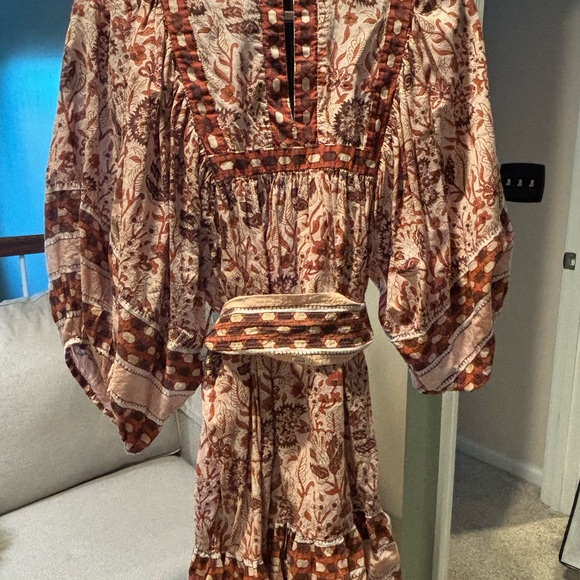 Cleobella Red and Cream Long Sleeve Dress size XS - Picture 2 of 4